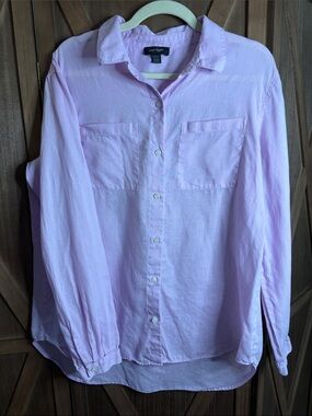 LORD & TAYLOR Lavender Long Sleeve Button Down Shirt Top SIZE LARGE